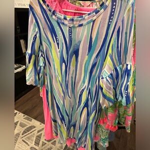 Lilly Pulitzer knit dress with ruffle details on sleeves.